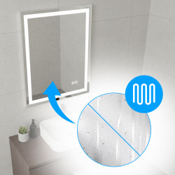 LUSTRO ŁAZIENKOWE PODŚWIETLANE LED PROSTOKĄTNE BELLA-50X70 3BARWY ANTY-PARA