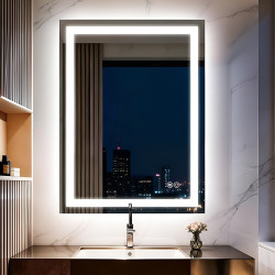 LUSTRO ŁAZIENKOWE PODŚWIETLANE LED PROSTOKĄTNE BELLA-50X70 3BARWY ANTY-PARA