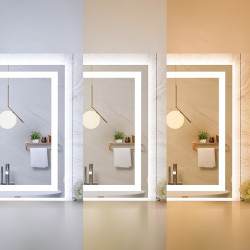 LUSTRO ŁAZIENKOWE PODŚWIETLANE LED PROSTOKĄTNE BELLA-50X70 3BARWY ANTY-PARA