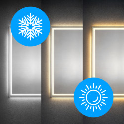 LUSTRO ŁAZIENKOWE PODŚWIETLANE LED PROSTOKĄTNE BELLA-60X80 3BARWY ANTY-PARA