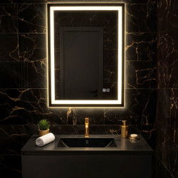 LUSTRO ŁAZIENKOWE PODŚWIETLANE LED PROSTOKĄTNE BELLA-60X80 3BARWY ANTY-PARA