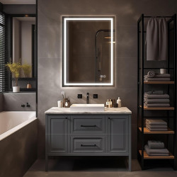 LUSTRO ŁAZIENKOWE PODŚWIETLANE LED PROSTOKĄTNE BELLA-60X80 3BARWY ANTY-PARA