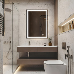 LUSTRO ŁAZIENKOWE PODŚWIETLANE LED PROSTOKĄTNE BELLA-60X80 3BARWY ANTY-PARA