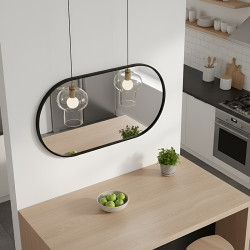 LUSTRO ŁAZIENKOWE OWALNE ŚCIENNE LOFT CZARNA ALUMINIOWA RAMA FIONA-50X100 CM
