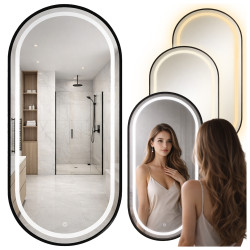 LUSTRO ŁAZIENKOWE PODŚWIETLANE LED OWALNE ŚCIENNE AURELIA-50X100 CM 3 BARWY