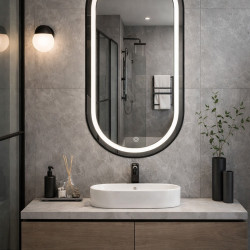 LUSTRO ŁAZIENKOWE PODŚWIETLANE LED OWALNE ŚCIENNE AURELIA-50X100 CM 3 BARWY
