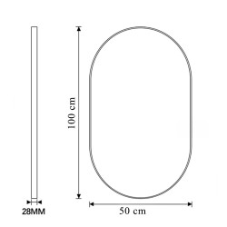 LUSTRO ŁAZIENKOWE PODŚWIETLANE LED OWALNE ŚCIENNE AURELIA-50X100 CM 3 BARWY