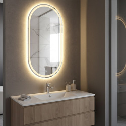 LUSTRO ŁAZIENKOWE PODŚWIETLANE LED OWALNE ŚCIENNE ADEL-50X100 CM 3 BARWY