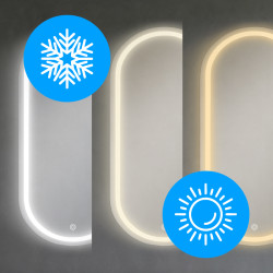 LUSTRO ŁAZIENKOWE PODŚWIETLANE LED OWALNE ŚCIENNE ADEL-50X100 CM 3 BARWY