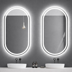 LUSTRO ŁAZIENKOWE PODŚWIETLANE LED OWALNE ŚCIENNE ADEL-50X100 CM 3 BARWY