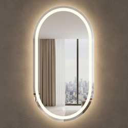 LUSTRO ŁAZIENKOWE PODŚWIETLANE LED OWALNE ŚCIENNE ADEL-50X100 CM 3 BARWY