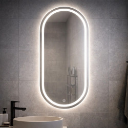 LUSTRO ŁAZIENKOWE PODŚWIETLANE LED OWALNE ŚCIENNE ADEL-50X100 CM 3 BARWY
