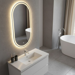 LUSTRO ŁAZIENKOWE PODŚWIETLANE LED OWALNE ŚCIENNE ADEL-50X100 CM 3 BARWY