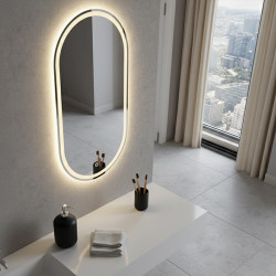 LUSTRO ŁAZIENKOWE PODŚWIETLANE LED OWALNE ŚCIENNE ADEL-50X100 CM 3 BARWY
