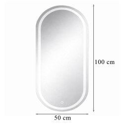 LUSTRO ŁAZIENKOWE PODŚWIETLANE LED OWALNE ŚCIENNE ADEL-50X100 CM 3 BARWY