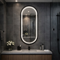 LUSTRO ŁAZIENKOWE PODŚWIETLANE LED OWALNE ŚCIENNE AURELIA-40X80 CM 3 BARWY