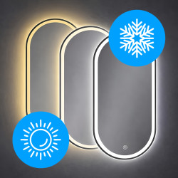 LUSTRO ŁAZIENKOWE PODŚWIETLANE LED OWALNE ŚCIENNE AURELIA-40X80 CM 3 BARWY