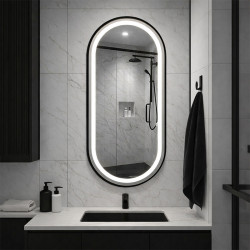 LUSTRO ŁAZIENKOWE PODŚWIETLANE LED OWALNE ŚCIENNE AURELIA-40X80 CM 3 BARWY