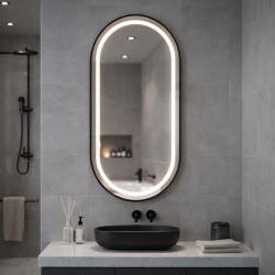 LUSTRO ŁAZIENKOWE PODŚWIETLANE LED OWALNE ŚCIENNE AURELIA-40X80 CM 3 BARWY