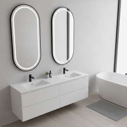 LUSTRO ŁAZIENKOWE PODŚWIETLANE LED OWALNE ŚCIENNE AURELIA-40X80 CM 3 BARWY