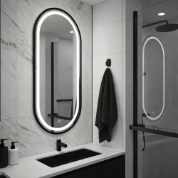 LUSTRO ŁAZIENKOWE PODŚWIETLANE LED OWALNE ŚCIENNE AURELIA-40X80 CM 3 BARWY