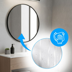 LUSTRO ŁAZIENKOWE OKRĄGŁE  ŚCIENNE LOFT CZARNA ALUMINIOWA RAMA 80 CM CERES-80