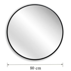 LUSTRO ŁAZIENKOWE OKRĄGŁE  ŚCIENNE LOFT CZARNA ALUMINIOWA RAMA 80 CM CERES-80
