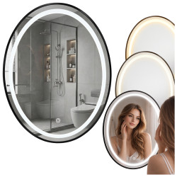 LUSTRO ŁAZIENKOWE PODŚWIETLANE LED OWALNE ŚCIENNE EMILIA-60X80 CM 3 BARWY