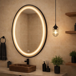 LUSTRO ŁAZIENKOWE PODŚWIETLANE LED OWALNE ŚCIENNE EMILIA-60X80 CM 3 BARWY