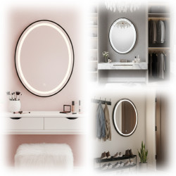 LUSTRO ŁAZIENKOWE PODŚWIETLANE LED OWALNE ŚCIENNE EMILIA-60X80 CM 3 BARWY