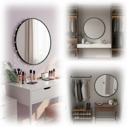 LUSTRO ŁAZIENKOWE OKRĄGŁE  ŚCIENNE LOFT CZARNA ALUMINIOWA RAMA 60 CM CERES-60