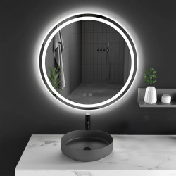 LUSTRO ŁAZIENKOWE PODŚWIETLANE LED OKRĄGŁE IZYDA-60 CM 3 BARWY ANTY-PARA LUSTRO IZYDA-60