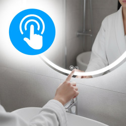 LUSTRO ŁAZIENKOWE PODŚWIETLANE LED OKRĄGŁE IZYDA-60 CM 3 BARWY ANTY-PARA LUSTRO IZYDA-60