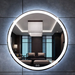 LUSTRO ŁAZIENKOWE PODŚWIETLANE LED OKRĄGŁE IZYDA-60 CM 3 BARWY ANTY-PARA LUSTRO IZYDA-60