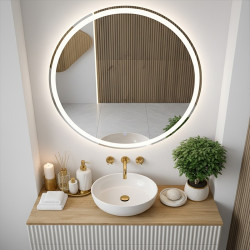 LUSTRO ŁAZIENKOWE PODŚWIETLANE LED OKRĄGŁE IZYDA-60 CM 3 BARWY ANTY-PARA LUSTRO IZYDA-60
