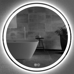 LUSTRO ŁAZIENKOWE PODŚWIETLANE LED OKRĄGŁE IZYDA-60 CM 3 BARWY ANTY-PARA LUSTRO IZYDA-60