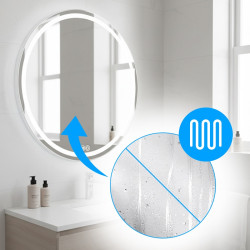 LUSTRO ŁAZIENKOWE PODŚWIETLANE LED OKRĄGŁE IZYDA-80 CM 3 BARWY ANTY-PARA