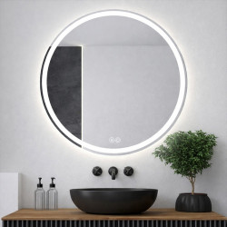 LUSTRO ŁAZIENKOWE PODŚWIETLANE LED OKRĄGŁE IZYDA-80 CM 3 BARWY ANTY-PARA