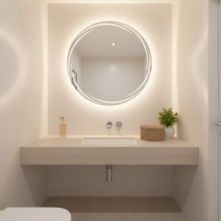 LUSTRO ŁAZIENKOWE PODŚWIETLANE LED OKRĄGŁE DIANA-80 CM 3 BARWY ANTY-PARA