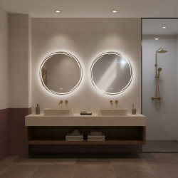 LUSTRO ŁAZIENKOWE PODŚWIETLANE LED OKRĄGŁE DIANA-80 CM 3 BARWY ANTY-PARA