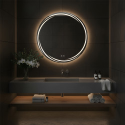LUSTRO ŁAZIENKOWE PODŚWIETLANE LED OKRĄGŁE DIANA-80 CM 3 BARWY ANTY-PARA