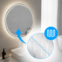 LUSTRO ŁAZIENKOWE PODŚWIETLANE LED OKRĄGŁE DIANA-70 CM 3 BARWY ANTY-PARA