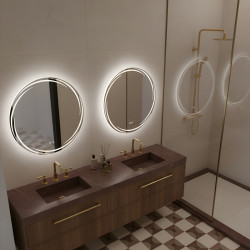 LUSTRO ŁAZIENKOWE PODŚWIETLANE LED OKRĄGŁE DIANA-70 CM 3 BARWY ANTY-PARA