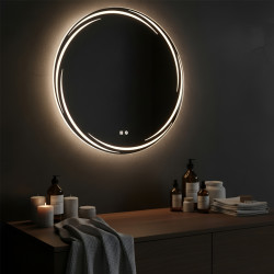LUSTRO ŁAZIENKOWE PODŚWIETLANE LED OKRĄGŁE DIANA-70 CM 3 BARWY ANTY-PARA
