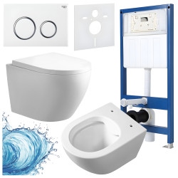 ZESTAW PODTYNKOWY WC STELAŻ HYDROSAN MISKA MIZU-WH-RIM-02 PRZYCISK BUTTON-4-WH BIAŁY