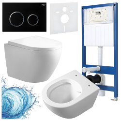 ZESTAW PODTYNKOWY WC STELAŻ HYDROSAN MISKA MIZU-WH-RIM-02 PRZYCISK BUTTON-4-BL CZARNY