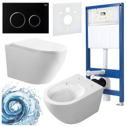 ZESTAW PODTYNKOWY WC STELAŻ HYDROSAN MISKA MIZU-WH-TR-03 PRZYCISK BUTTON-4-BL CZARNY