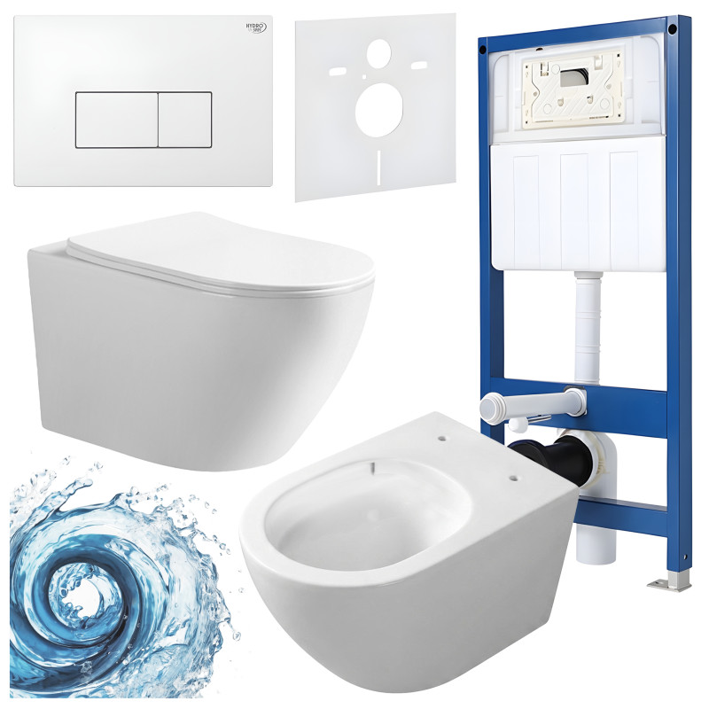 ZESTAW PODTYNKOWY WC STELAŻ HYDROSAN MISKA MIZU-WH-TR-03 PRZYCISK BUTTON-5-WH BIAŁY