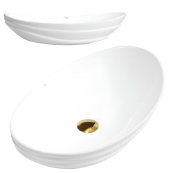UMYWALKA NABLATOWA CERAMICZNA OWALNA LAVI-WH-LN-625 BIAŁA LAVI-WH-LN-625