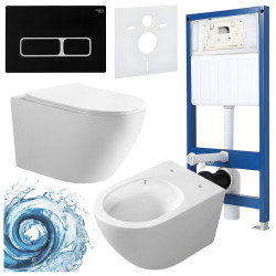 ZESTAW PODTYNKOWY WC STELAŻ HYDROSAN MISKA MIZU-WH-TR-03 PRZYCISK BUTTON-6-BL CZARNY